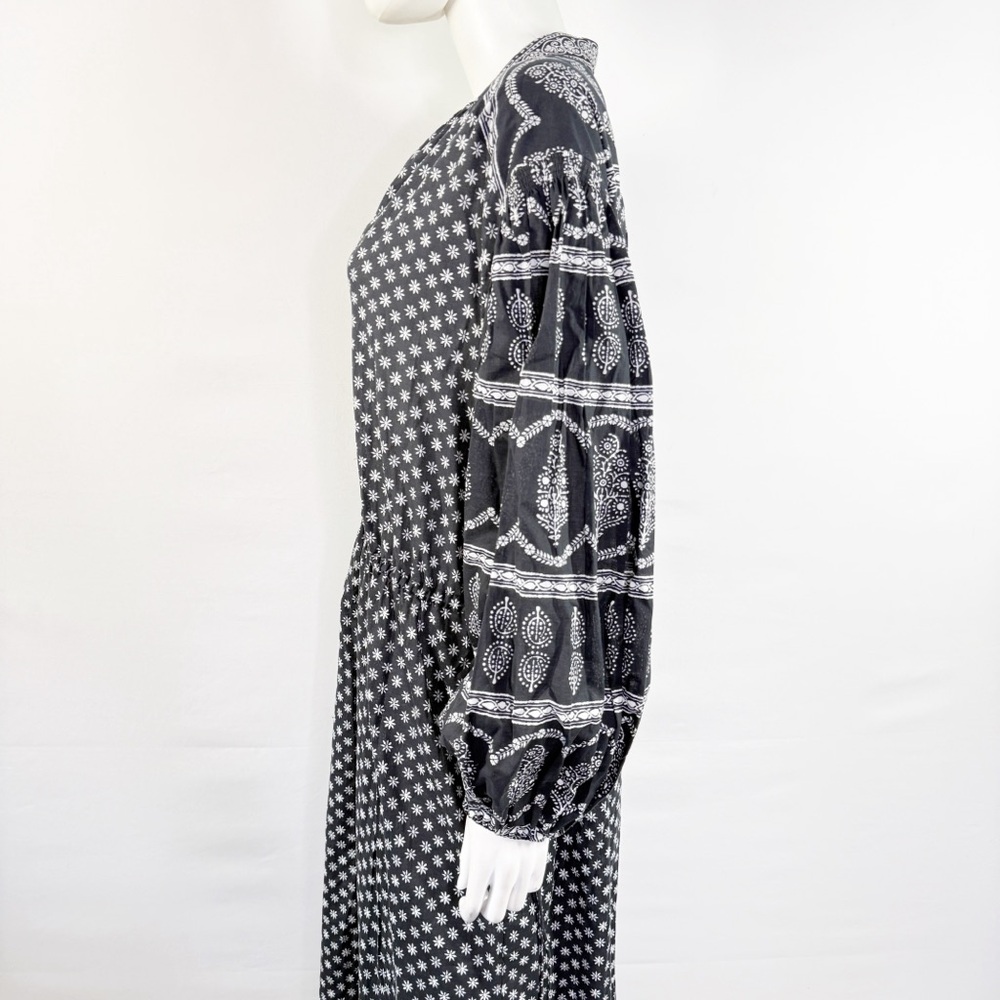 BOTEH Black HERMIA Maxi Dress Size 3 US 8 Casual Boho Summer Long Sleeve V-Neck - Picture 4 of 7